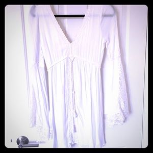 White Boho Lace Hippie Dress